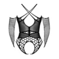 Long Sleeve Strappy Fishnet Teddy at Spencer's