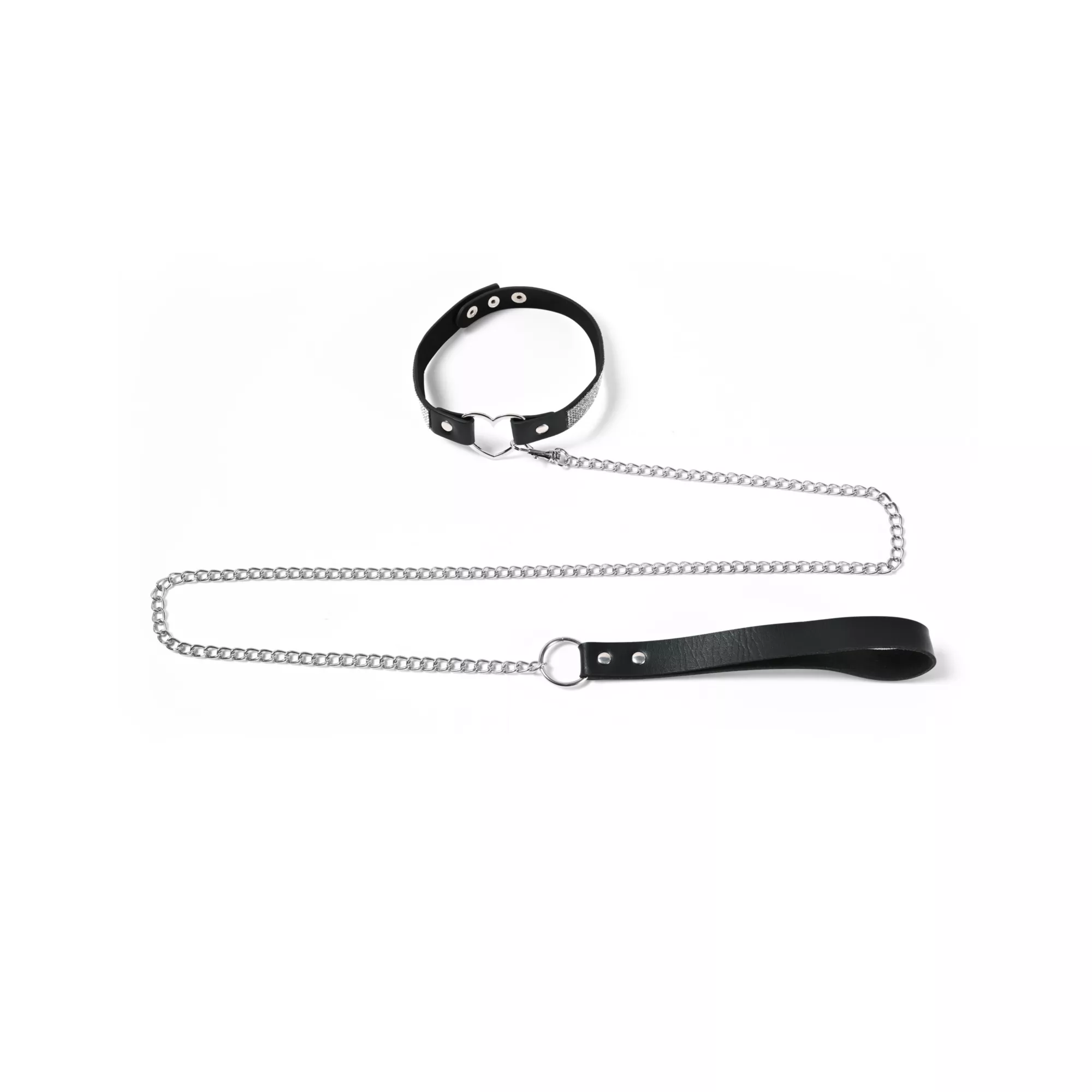 Rhinestone Heart Bondage Collar and Leash - Pleasure Bound at Spencer's
