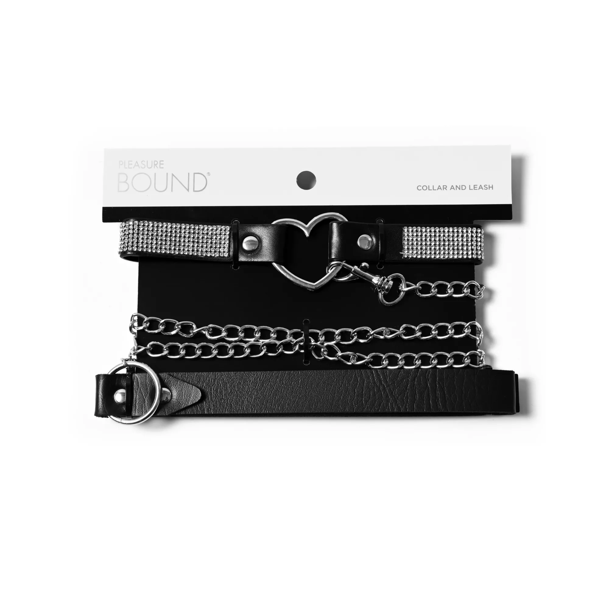 Rhinestone Heart Bondage Collar and Leash - Pleasure Bound at Spencer's