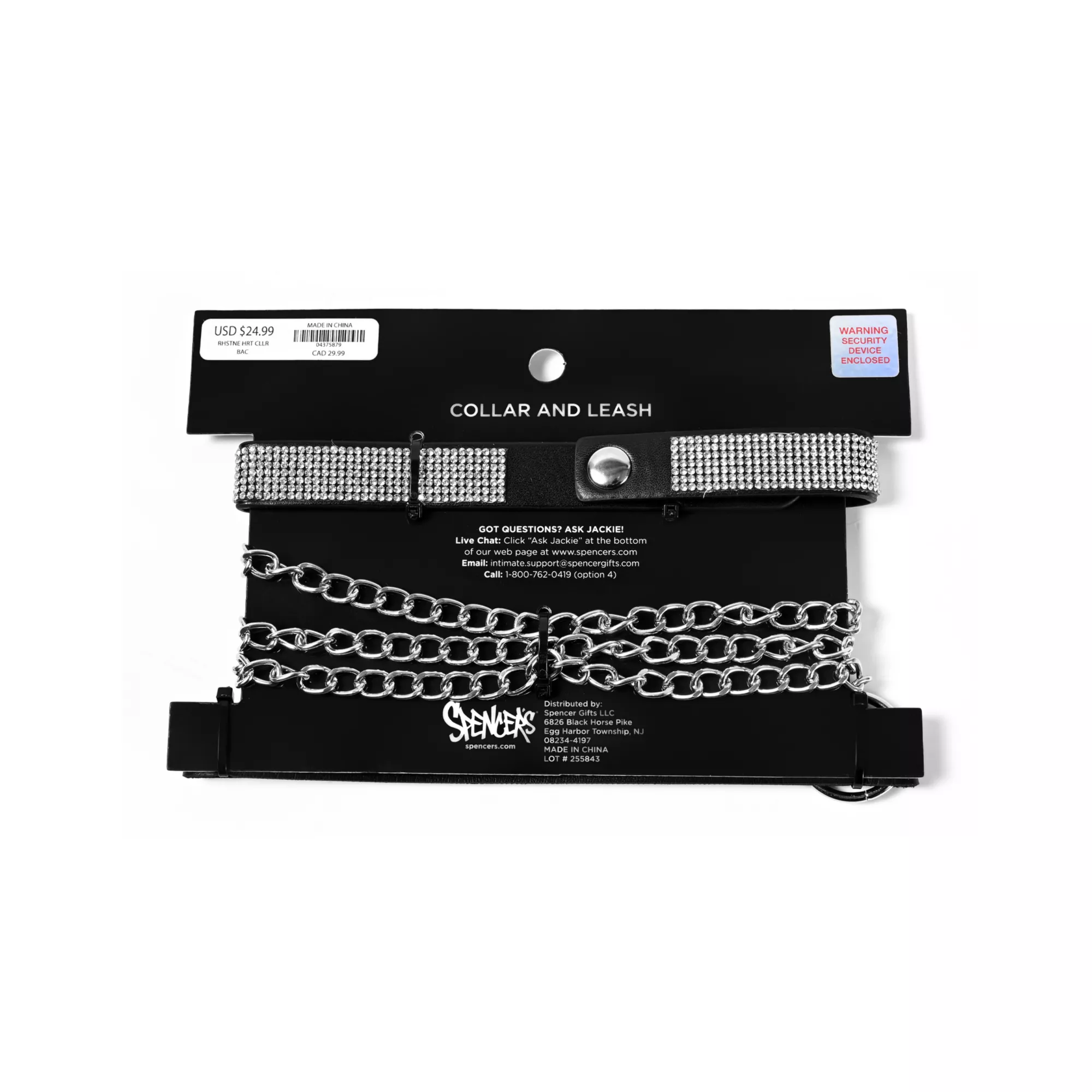 Rhinestone Heart Bondage Collar and Leash - Pleasure Bound at Spencer's