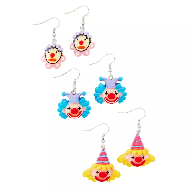 Multi-Pack Clown Face Earrings - 3 Pair at Spencer's