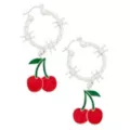 Barbed Wire Cherry Hoop Earrings at Spencer's