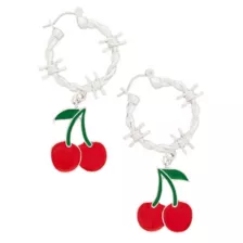 Barbed Wire Cherry Hoop Earrings at Spencer's
