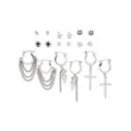 Multi-Pack Smiley and Spike Huggie Hoop and Stud Earrings - 9 Pack at Spencer's