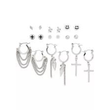 Multi-Pack Smiley and Spike Huggie Hoop and Stud Earrings - 9 Pack at Spencer's