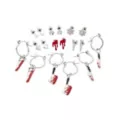 Multi-Pack CZ Bloody Saw Axe Knife and Pearl-Effect Earrings - 9 Pair at Spencer's