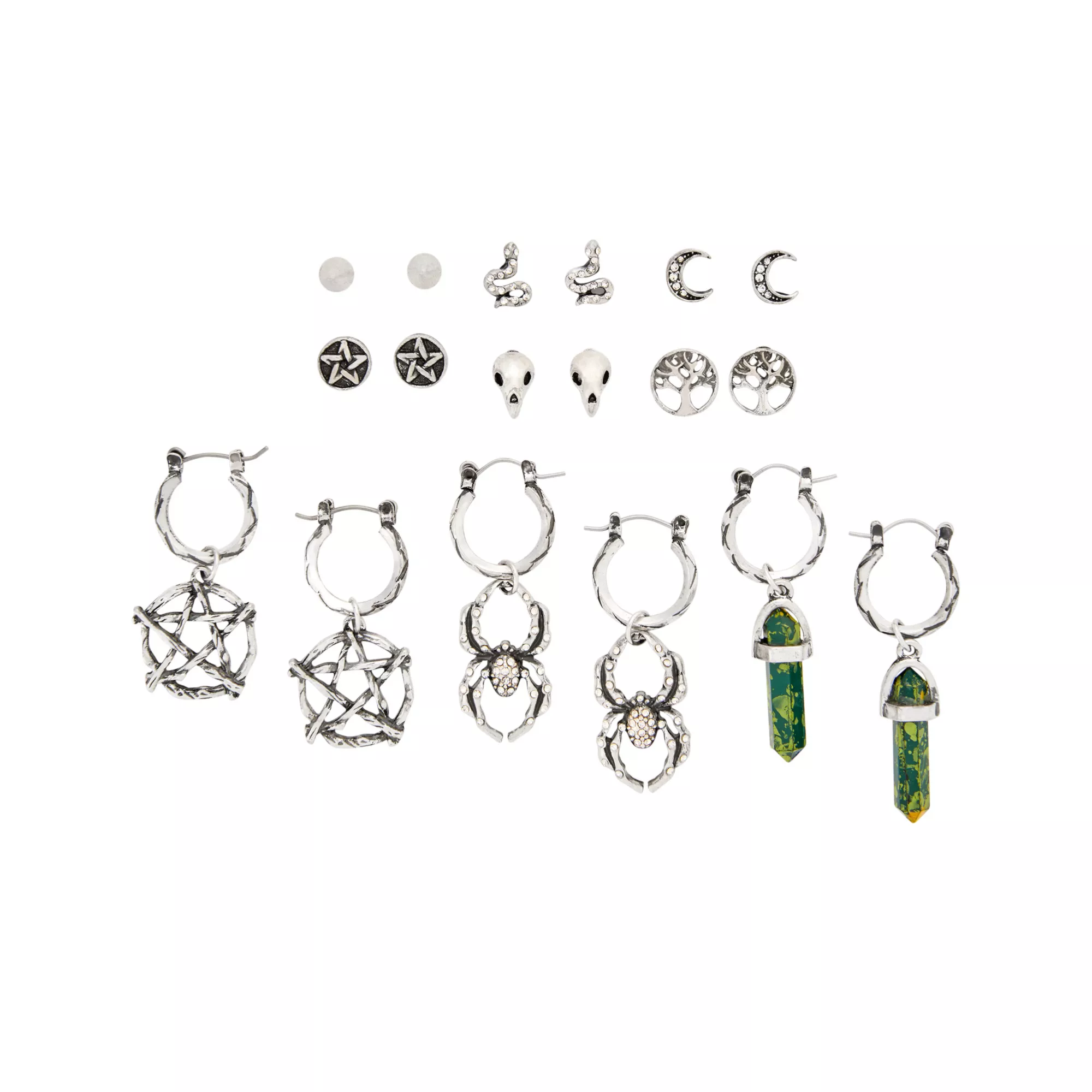 Multi-Pack CZ Spider & Crystal Dangle Earrings - 9 Pairs at Spencer's