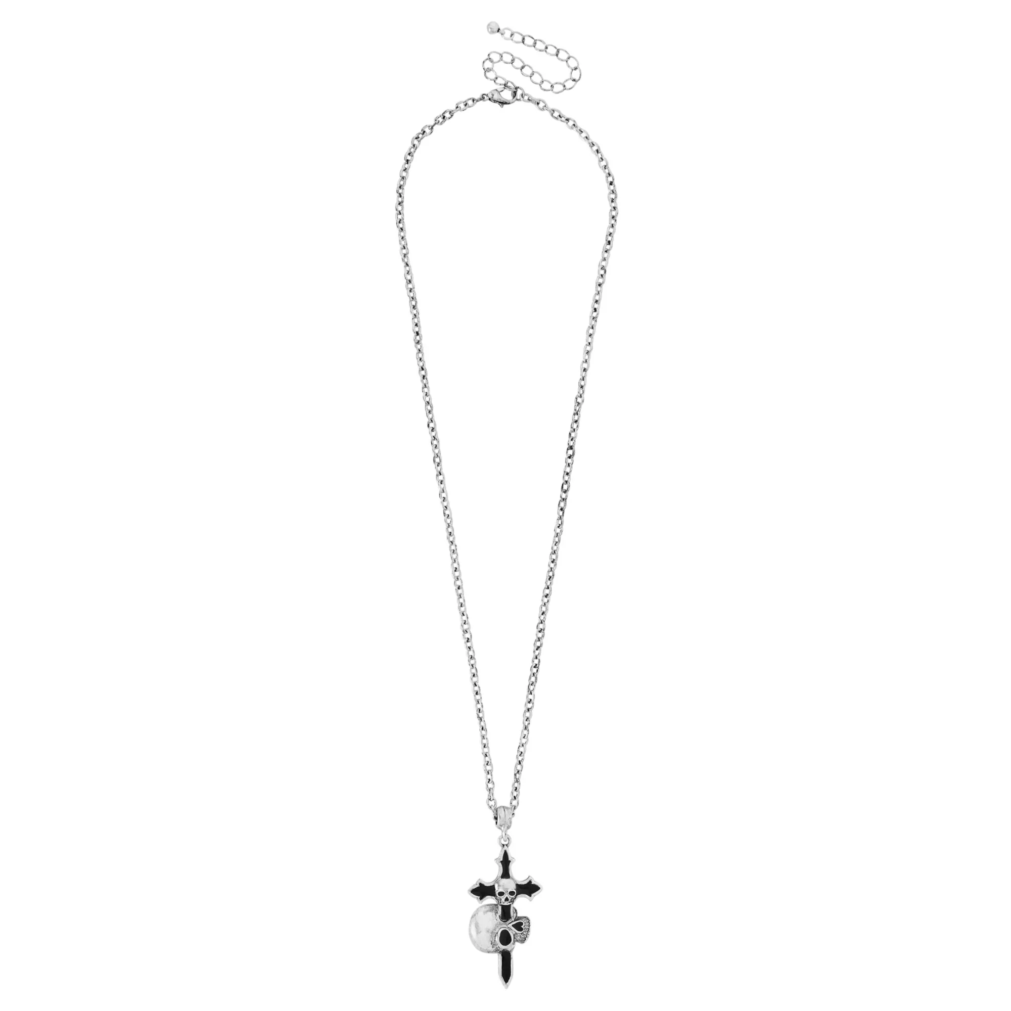 Dual Skull Cross Pendant Necklace at Spencer's