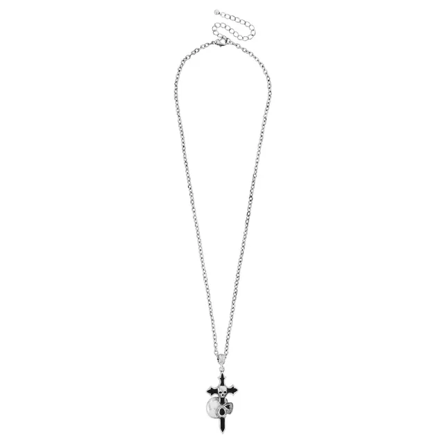 Dual Skull Cross Pendant Necklace at Spencer's