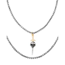 Dual Row Skull Sword Pendant Necklace at Spencer's