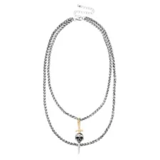 Dual Row Skull Sword Pendant Necklace at Spencer's
