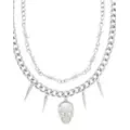 Dual Row CZ Skull Spike Necklace at Spencer's