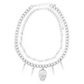 Dual Row CZ Skull Spike Necklace at Spencer's
