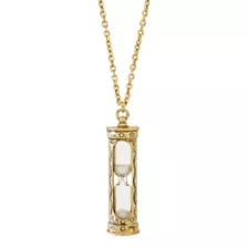 Goldtone Sand Clock Pendant Necklace at Spencer's