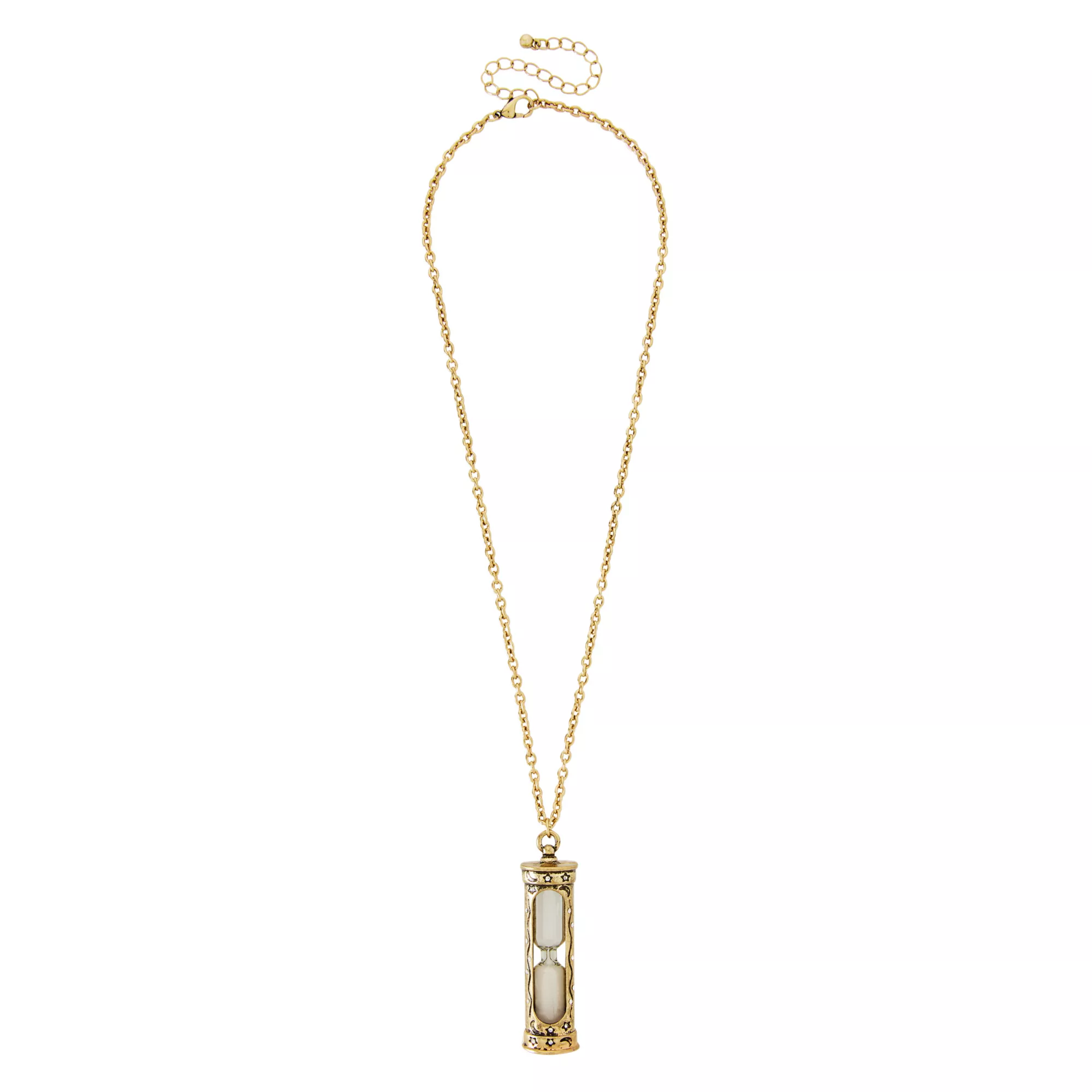 Goldtone Sand Clock Pendant Necklace at Spencer's