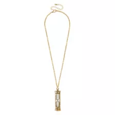 Goldtone Sand Clock Pendant Necklace at Spencer's
