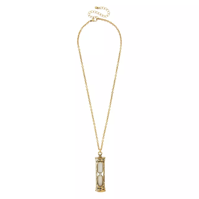 Goldtone Sand Clock Pendant Necklace at Spencer's