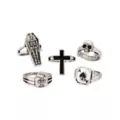 Multi-Pack Skull and Cross Assorted Rings - 5 Pack at Spencer's
