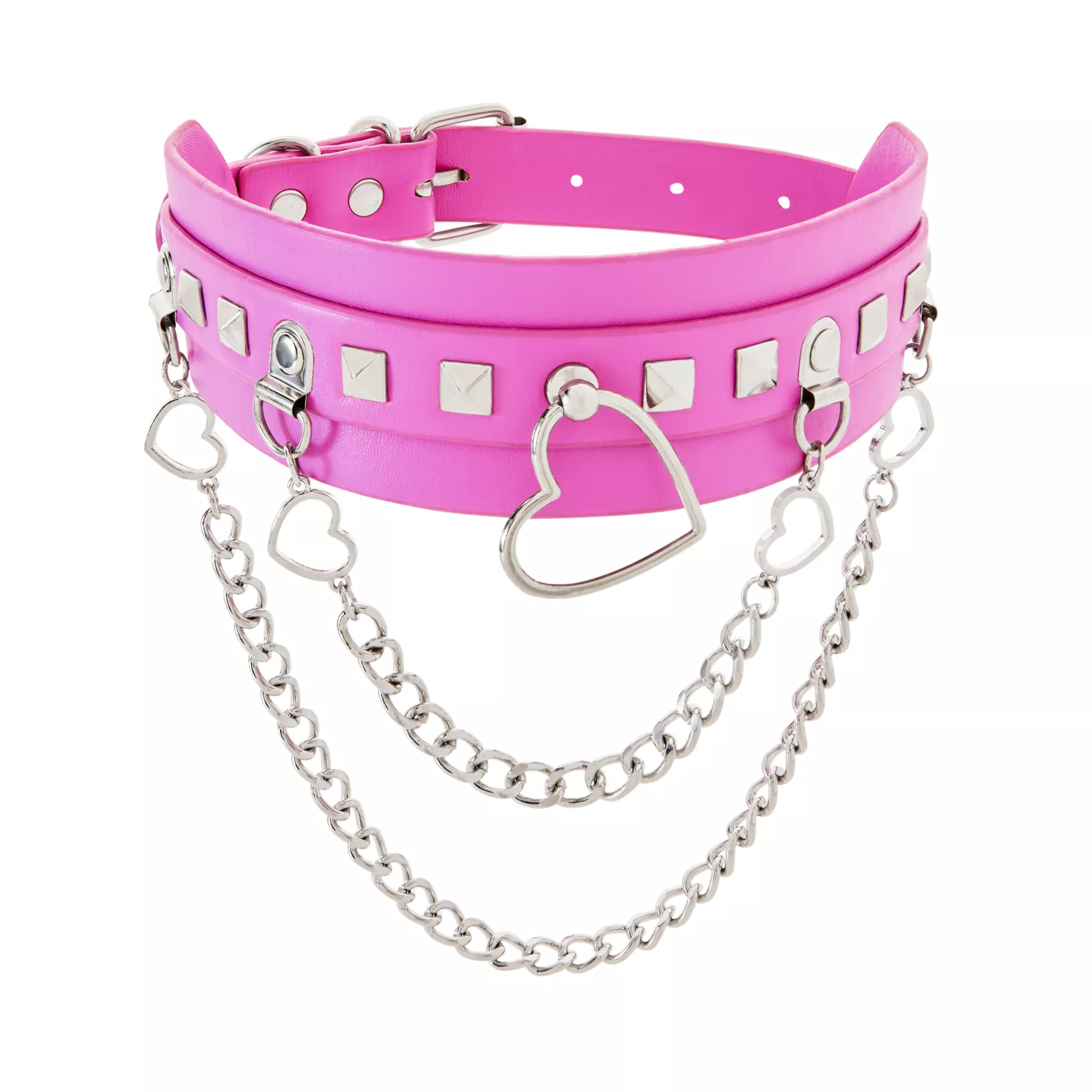 Pink Drape Heart Choker Necklace at Spencer's