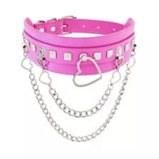Pink Drape Heart Choker Necklace at Spencer's