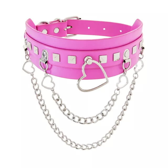 Pink Drape Heart Choker Necklace at Spencer's