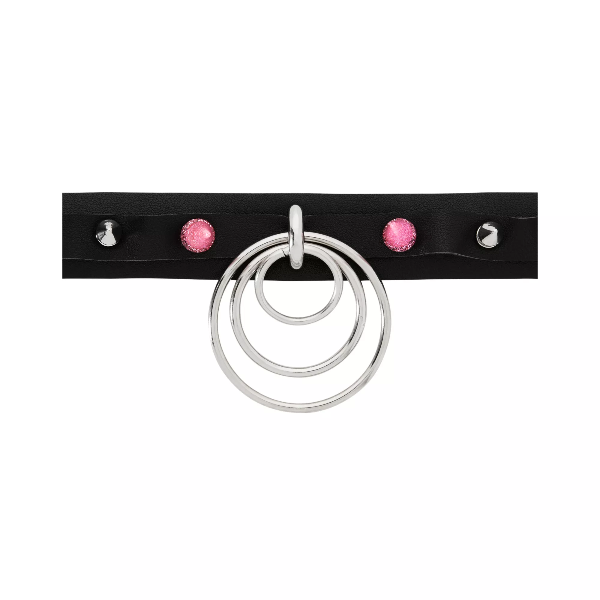 Black and Pink Spiked Layered Ring Choker Necklace at Spencer's