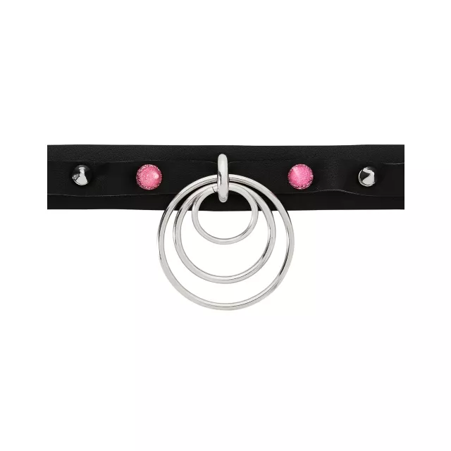 Black and Pink Spiked Layered Ring Choker Necklace at Spencer's