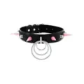 Black and Pink Spiked Layered Ring Choker Necklace at Spencer's