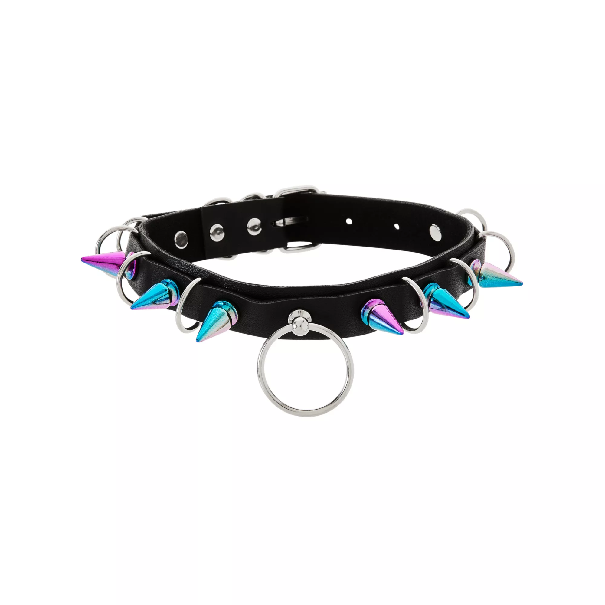 Iridescent Spiked Choker Necklace at Spencer's