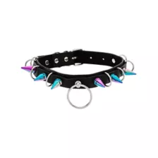 Iridescent Spiked Choker Necklace at Spencer's