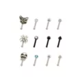 Multi-Pack CZ Butterfly Spider Skull Pin Nose Rings 12 Pack - 20 Gauge at Spencer's