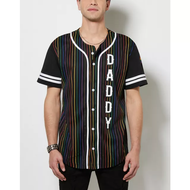 Daddy Rainbow Pride Pinstripe Jersey - Spencer's