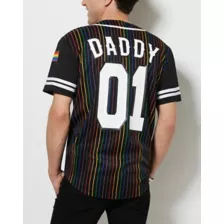 Daddy Rainbow Pride Pinstripe Jersey - Spencer's