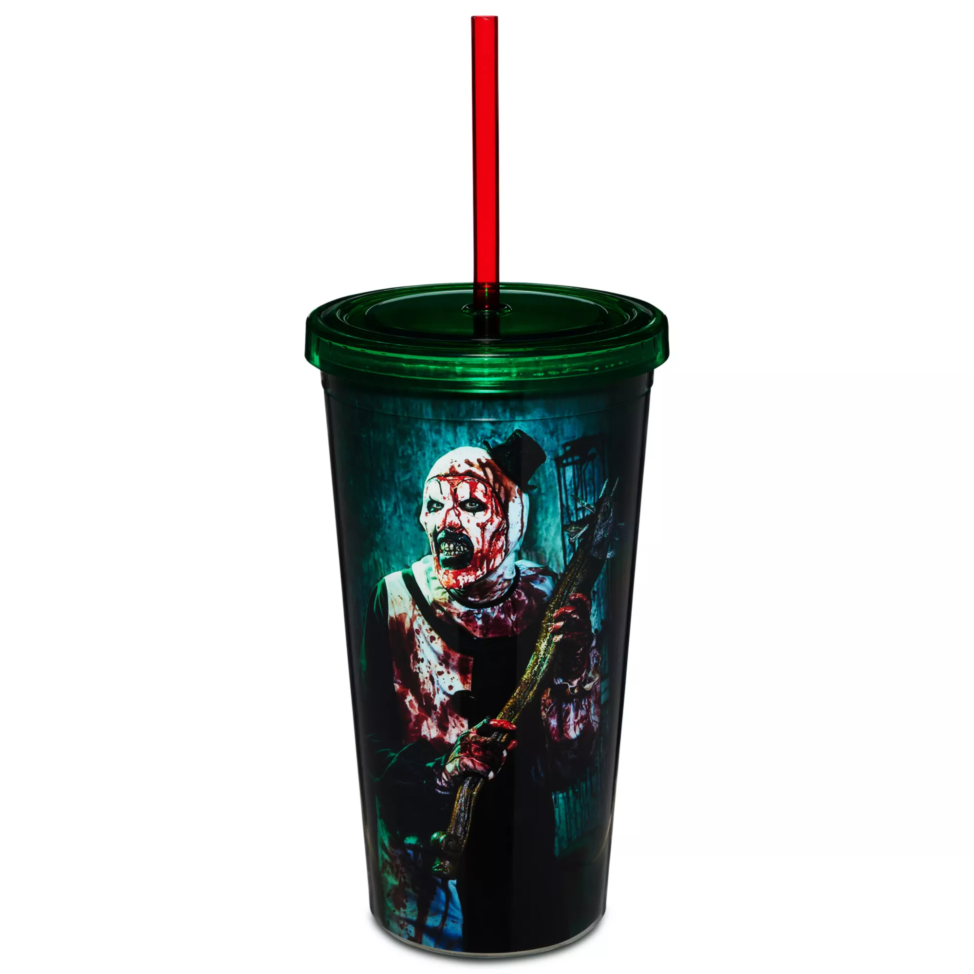 Art the Clown Holding Weapon Cup with Straw 20 oz. - Terrifier at Spencer's
