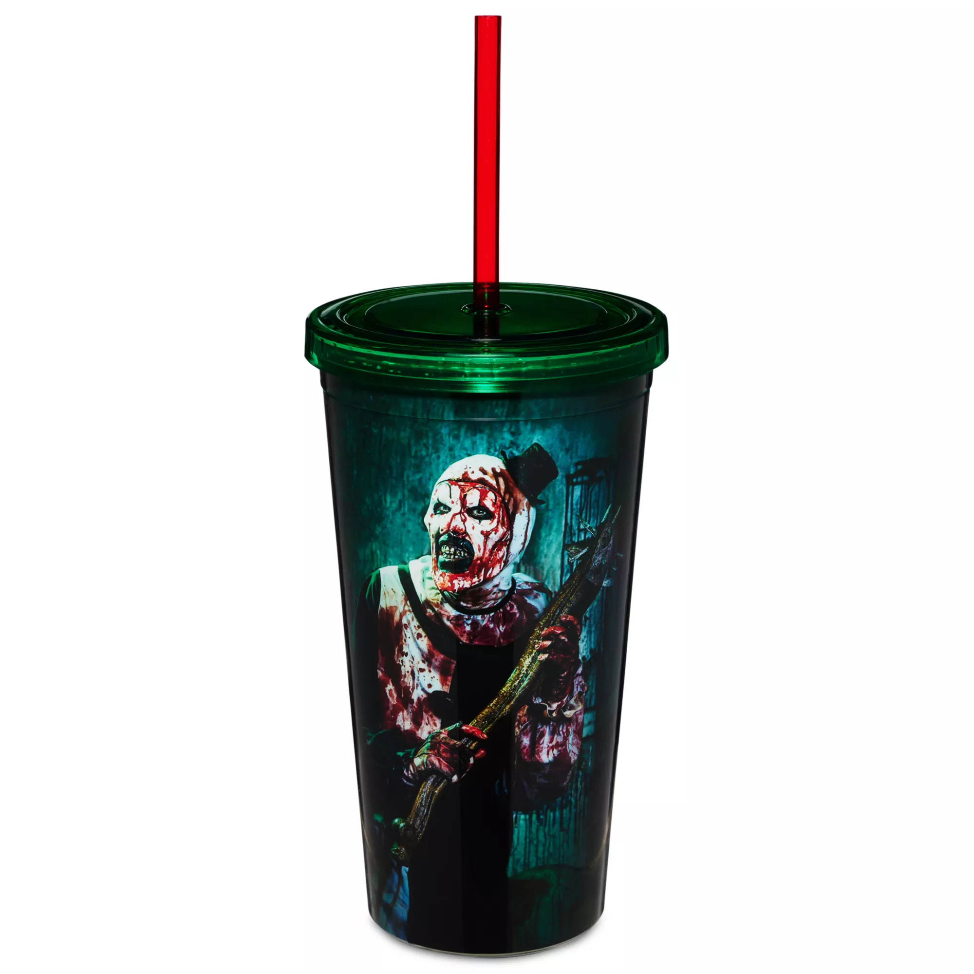Art the Clown Holding Weapon Cup with Straw 20 oz. - Terrifier at Spencer's