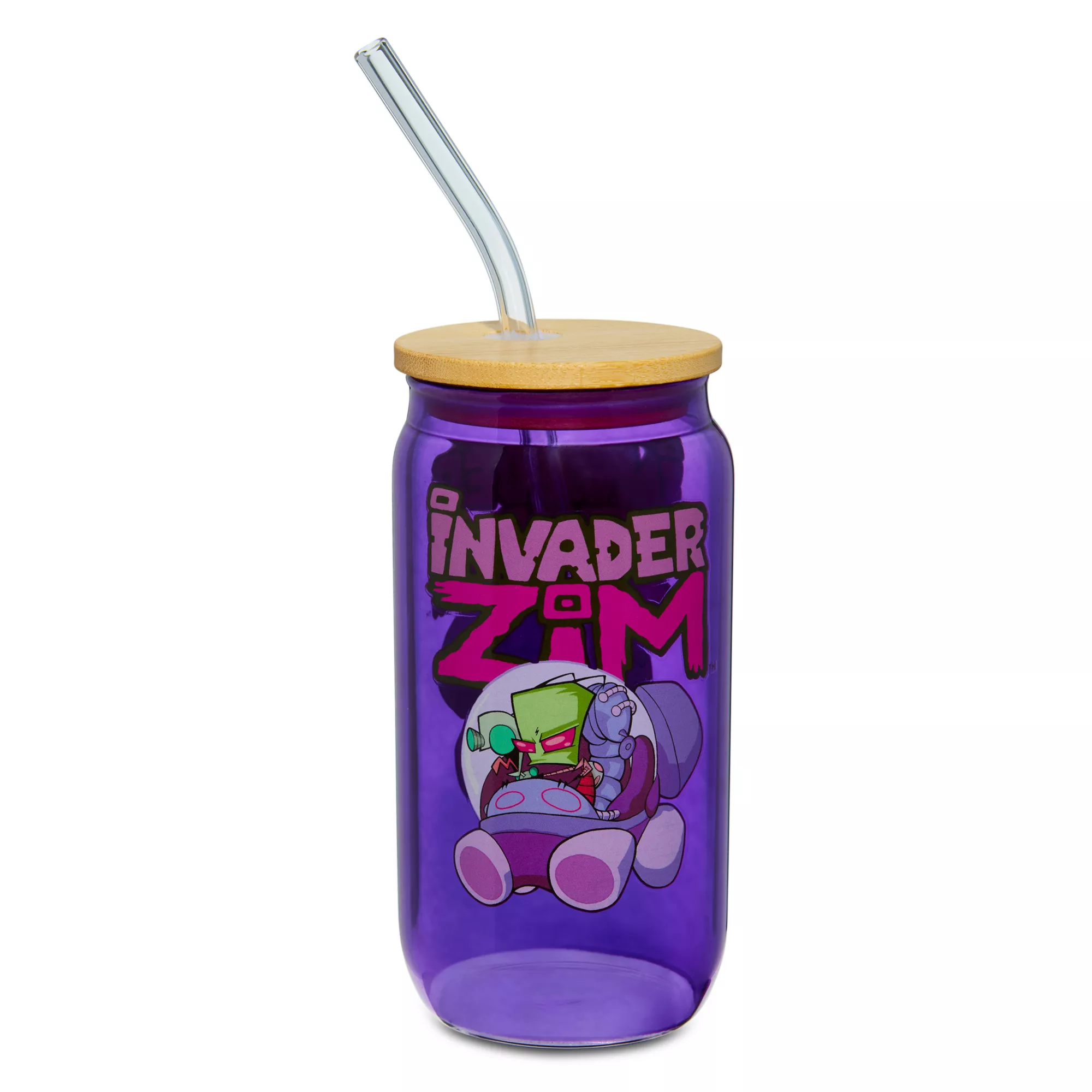 Invader Zim Glass Cup with Straw - 16 oz. at Spencer's
