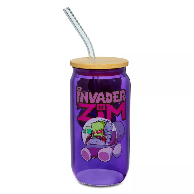 Invader Zim Glass Cup with Straw - 16 oz. at Spencer's