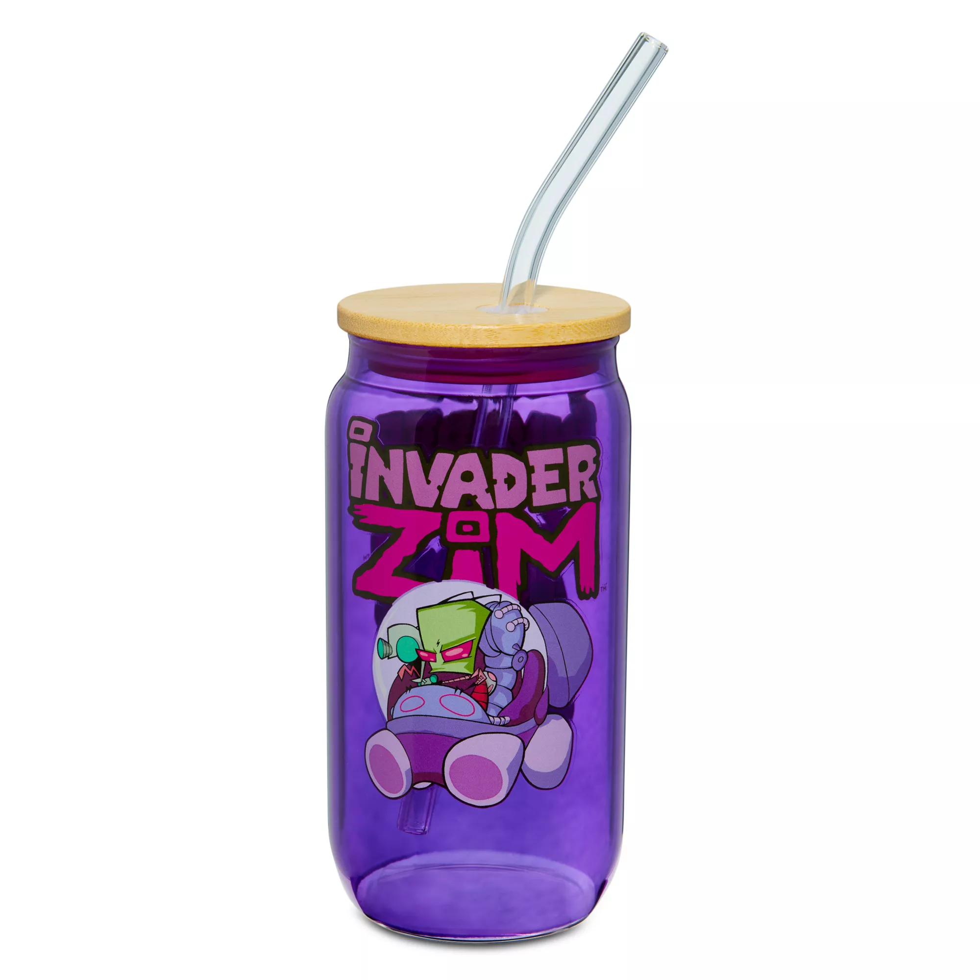Invader Zim Glass Cup with Straw - 16 oz. at Spencer's