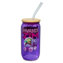 Invader Zim Glass Cup with Straw - 16 oz. at Spencer's