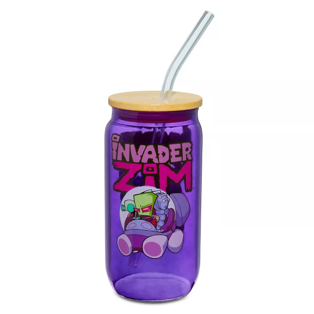 Invader Zim Glass Cup with Straw - 16 oz. at Spencer's