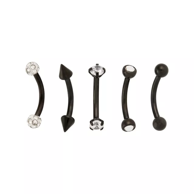 Multi-Pack CZ Black Spike Curved Barbells 5 Pack - 16 Gauge at Spencer's