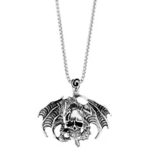 Silvertone Skull Dragon Necklace at Spencer's