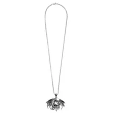 Silvertone Skull Dragon Necklace at Spencer's