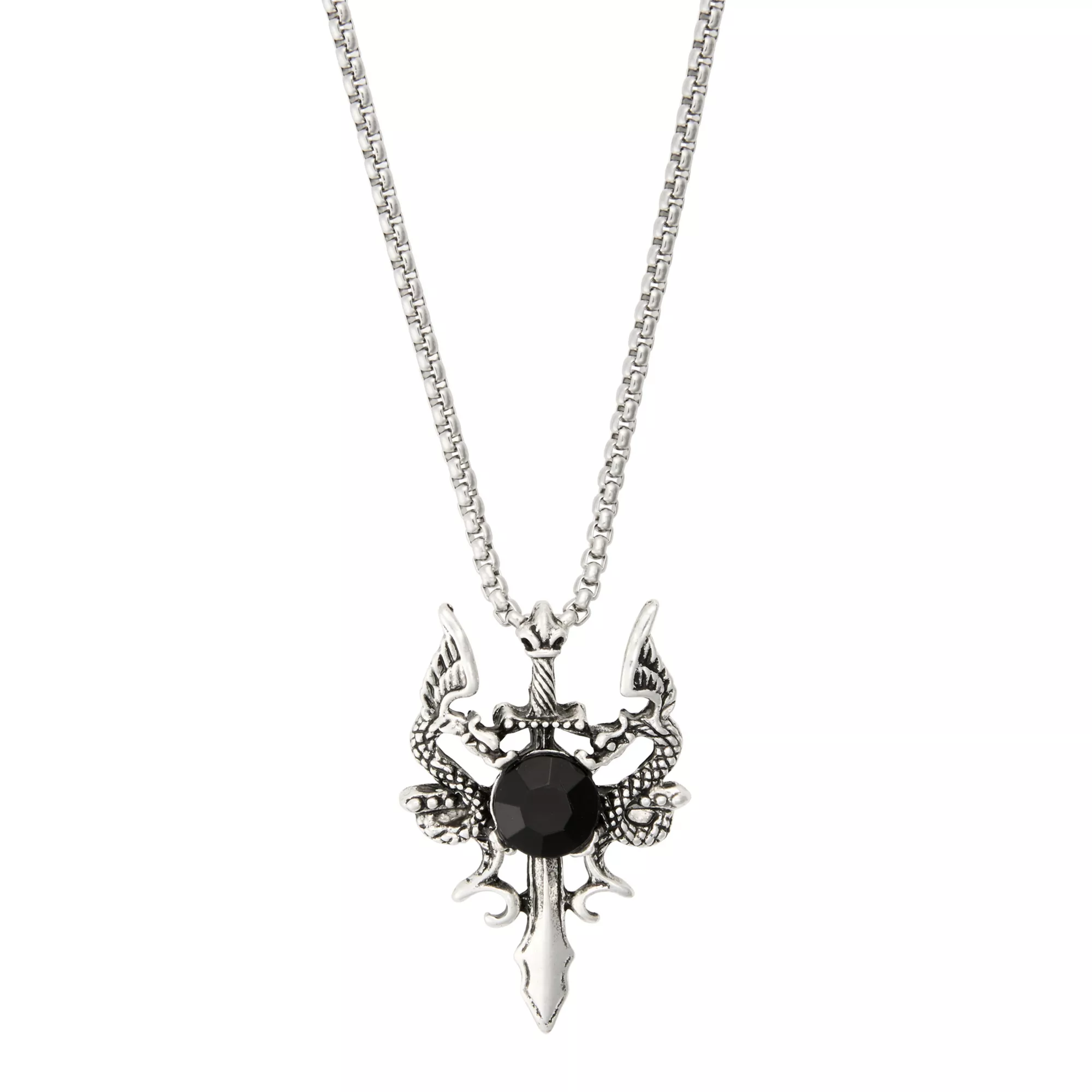 Silverplated Dragon Dagger Necklace at Spencer's