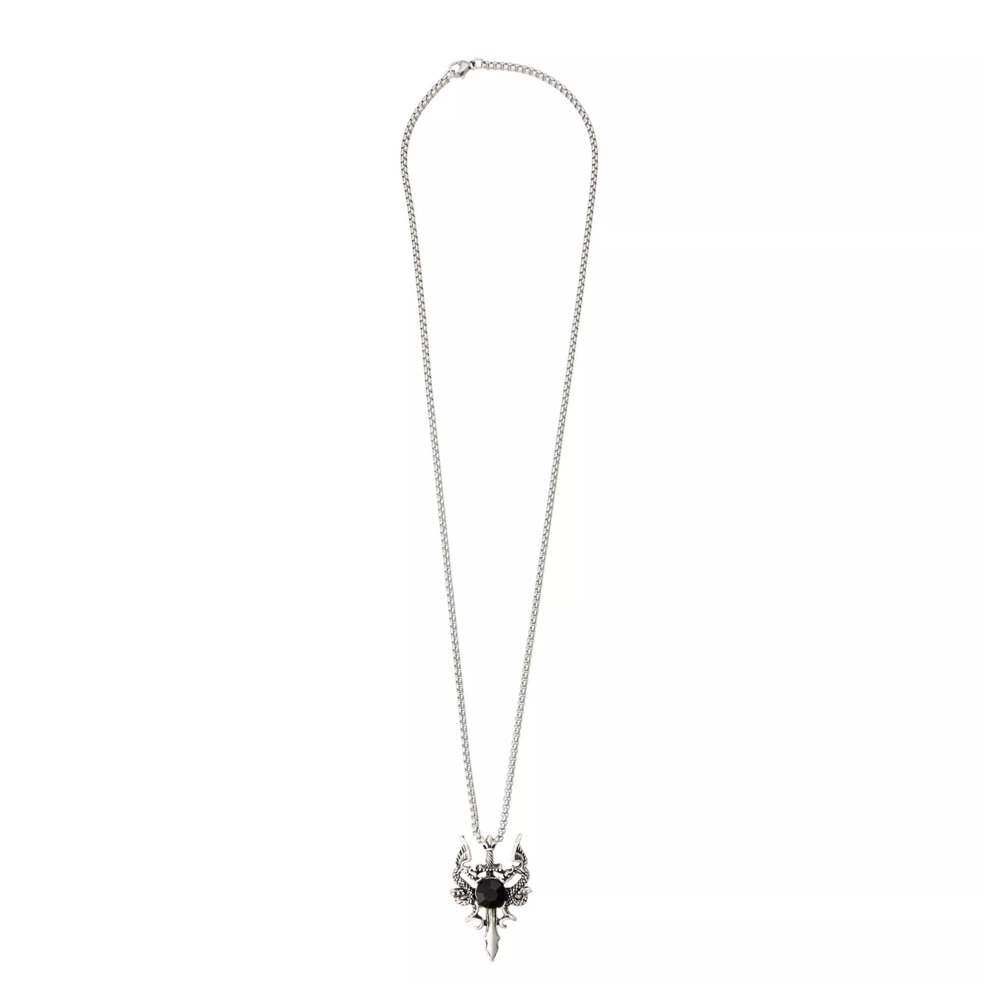 Silverplated Dragon Dagger Necklace at Spencer's