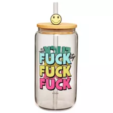 Fuckity Fuck Fuck Glass Cup with Straw - 16 oz. at Spencer's