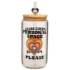 Personal Space Glass Cup with Straw - 16 oz. at Spencer's