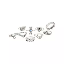 Multi-Pack CZ Crescent Moon Assorted Rings - 9 Pack at Spencer's