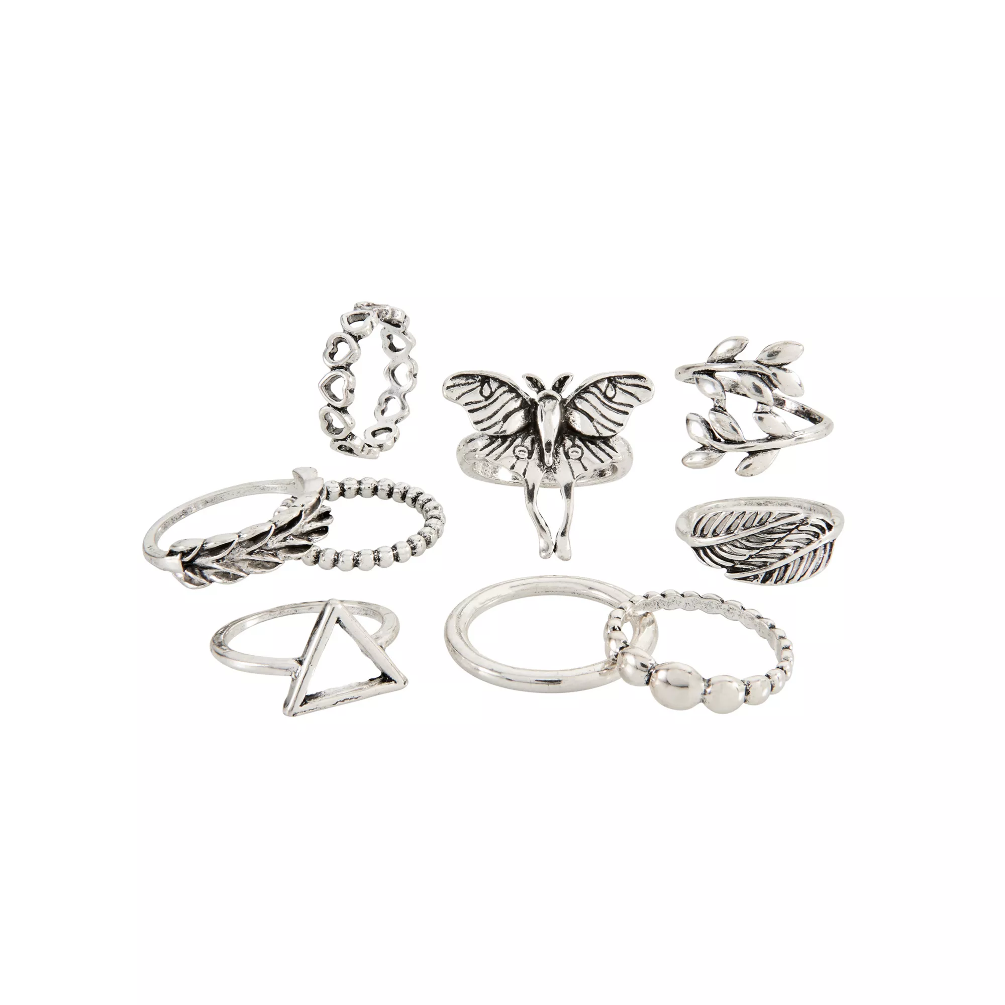 Multi-Pack Moth and Leaves Assorted Rings - 9 Pack at Spencer's