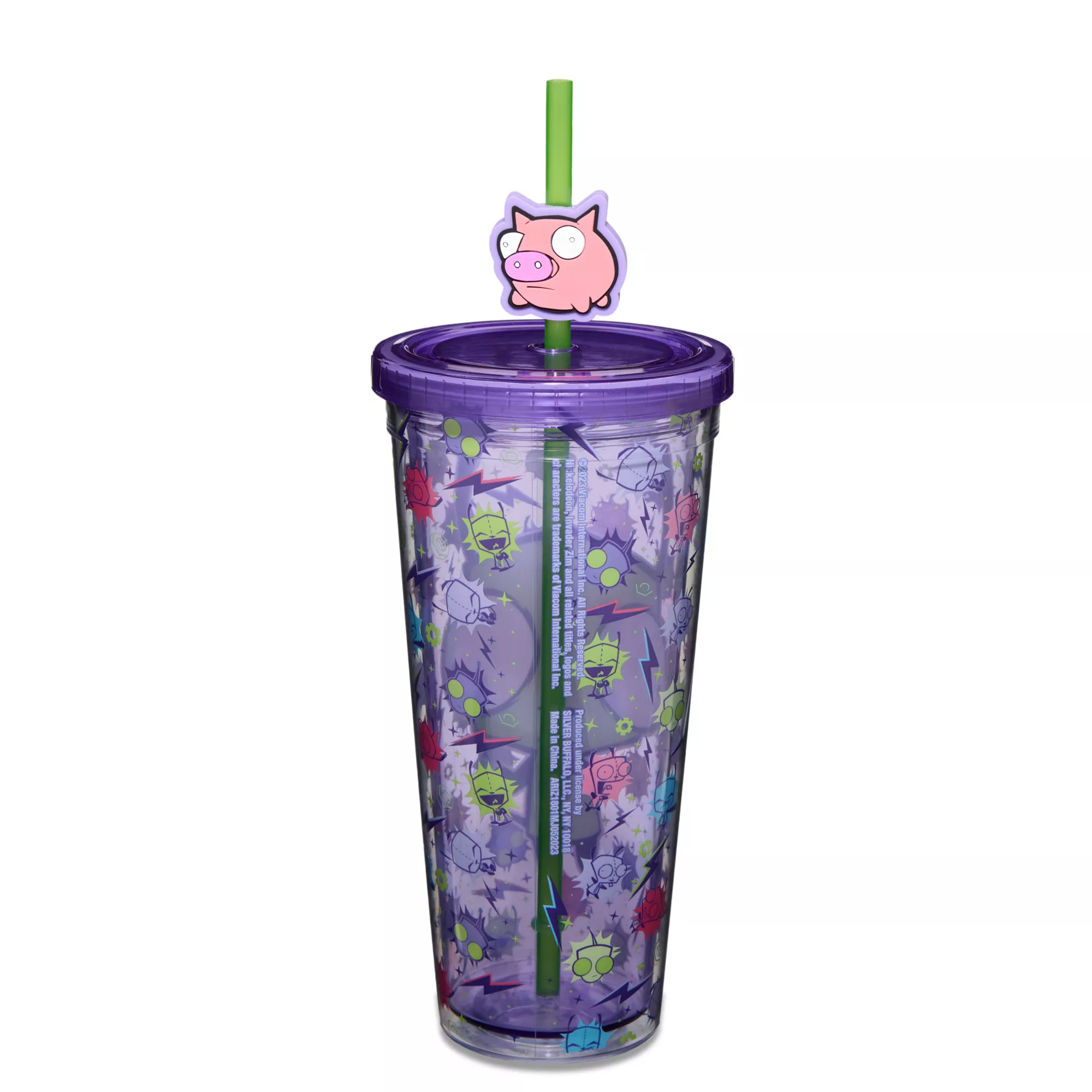 GIR Pig Cup with Straw 24 oz. - Invader Zim at Spencer's